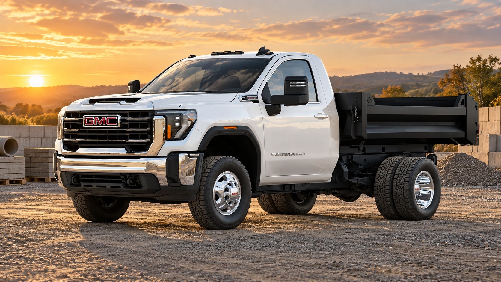 GMC Sierra HD chassis cab fitted with a dump body